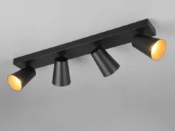 Deckenstrahler SHARP Schwarz Gold 4-flammig, Breite 64cm