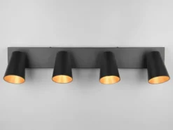 Deckenstrahler SHARP Schwarz Gold 4-flammig, Breite 64cm