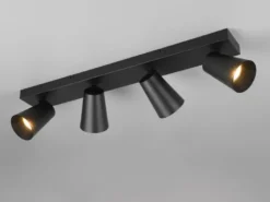 Deckenstrahler SHARP Schwarz Gold 4-flammig, Breite 64cm