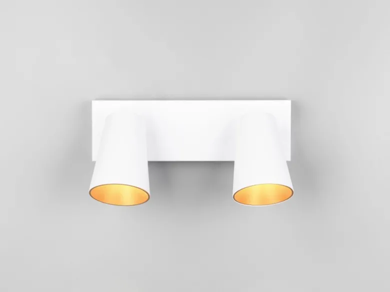 Deckenstrahler SHARP Weiß Gold 2-flammig, Breite 28cm