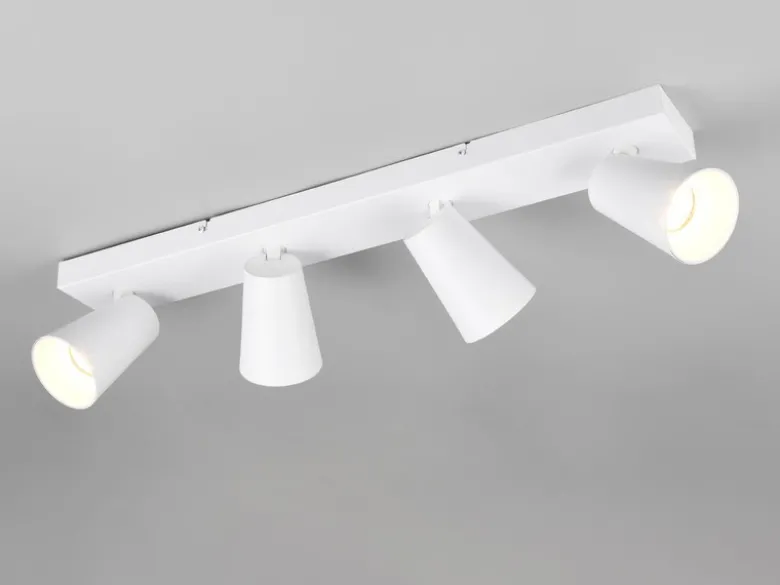 Deckenstrahler SHARP Weiß Gold 4-flammig, Breite 64cm