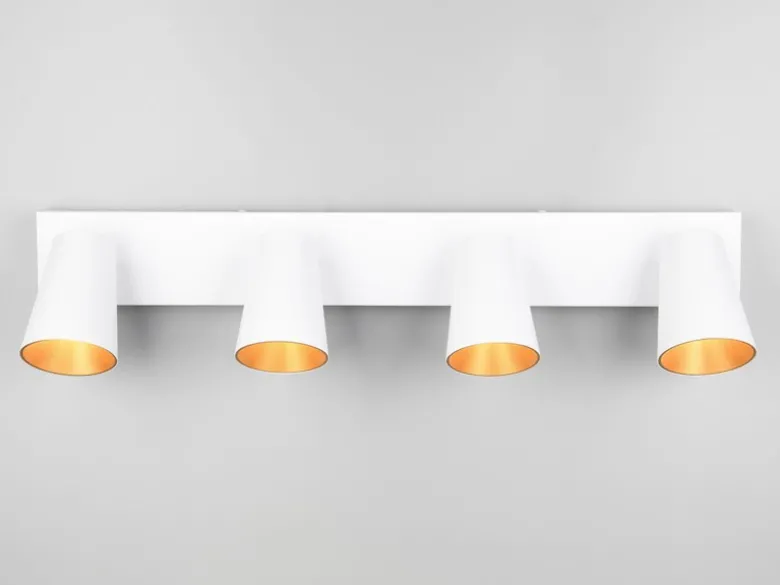 Deckenstrahler SHARP Weiß Gold 4-flammig, Breite 64cm