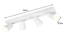 Deckenstrahler SHARP Weiß Gold 4-flammig, Breite 64cm