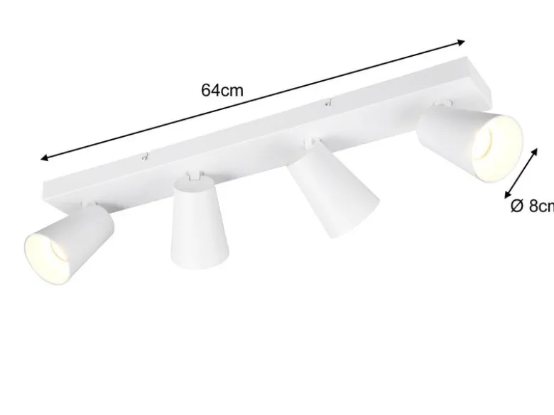 Deckenstrahler SHARP Weiß Gold 4-flammig, Breite 64cm