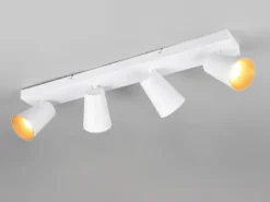 Deckenstrahler SHARP Weiß Gold 4-flammig, Breite 64cm