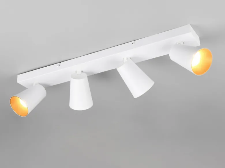 Deckenstrahler SHARP Weiß Gold 4-flammig, Breite 64cm