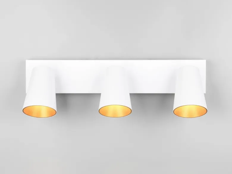 Deckenstrahler SHARP Weiß Gold 3-flammig, Breite 46cm
