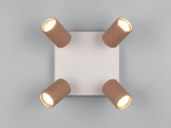 Deckenstrahler SOKA 4-flammig aus Metall Hellgrau & Coffee, Quadrat 20cm