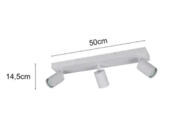 Deckenstrahler SOKA 3-flammig aus Metall Weiß, Breite 50cm