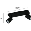 Deckenstrahler SOKA 2-flammig aus Metall Schwarz, Breite 30cm