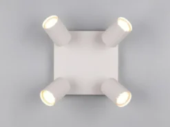 Deckenstrahler SOKA 4-flammig aus Metall Hellgrau, Quadrat 20cm