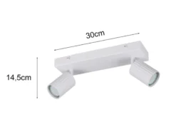 Deckenstrahler SOKA 2-flammig aus Metall Weiß, Breite 30cm