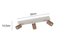 Deckenstrahler SOKA 3-flammig aus Metall Hellgrau & Coffee, Breite 50cm