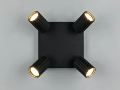 Deckenstrahler SOKA 4-flammig aus Metall Schwarz, Quadrat 20cm