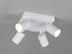 Deckenstrahler SOKA 4-flammig aus Metall Weiß, Quadrat 20cm