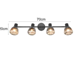 Deckenstrahler TARIFA 4-flammig mit Glasschirmen Chrom bedampft, Breite 70cm