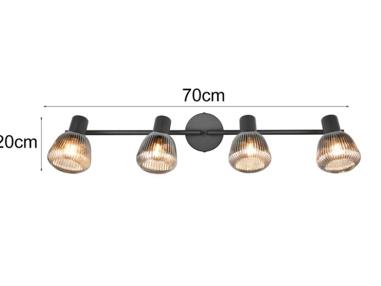 Deckenstrahler TARIFA 4-flammig mit Glasschirmen Chrom bedampft, Breite 70cm