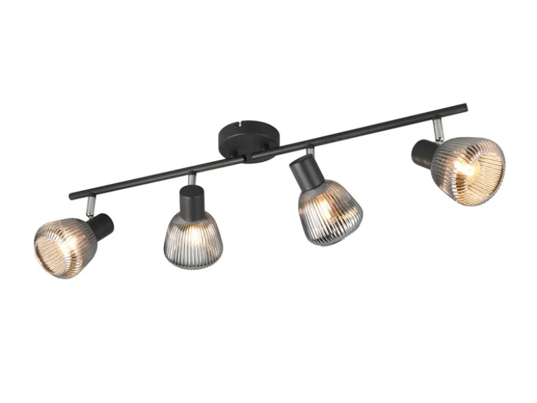 Deckenstrahler TARIFA 4-flammig mit Glasschirmen Chrom bedampft, Breite 70cm