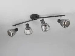 Deckenstrahler TARIFA 4-flammig mit Glasschirmen Chrom bedampft, Breite 70cm