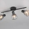 Deckenstrahler TARIFA 3-flammig mit Glasschirmen Chrom bedampft, Breite 47cm