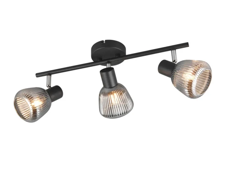 Deckenstrahler TARIFA 3-flammig mit Glasschirmen Chrom bedampft, Breite 47cm