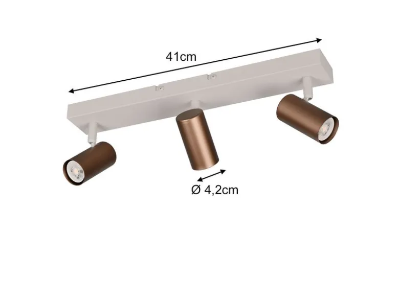 Deckenstrahler TARYN Coffee / Grau 3-flammig, Breite 41cm