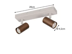 Deckenstrahler TARYN Coffee / Grau 2-flammig, Breite 26cm
