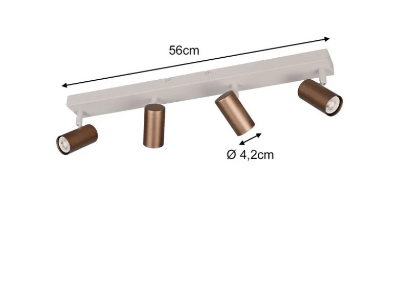 Deckenstrahler TARYN Coffee / Grau 4-flammig, Breite 56cm
