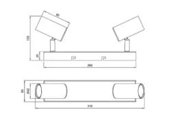 Deckenstrahler TARYN Schwarz 2-flammig, Breite 26cm