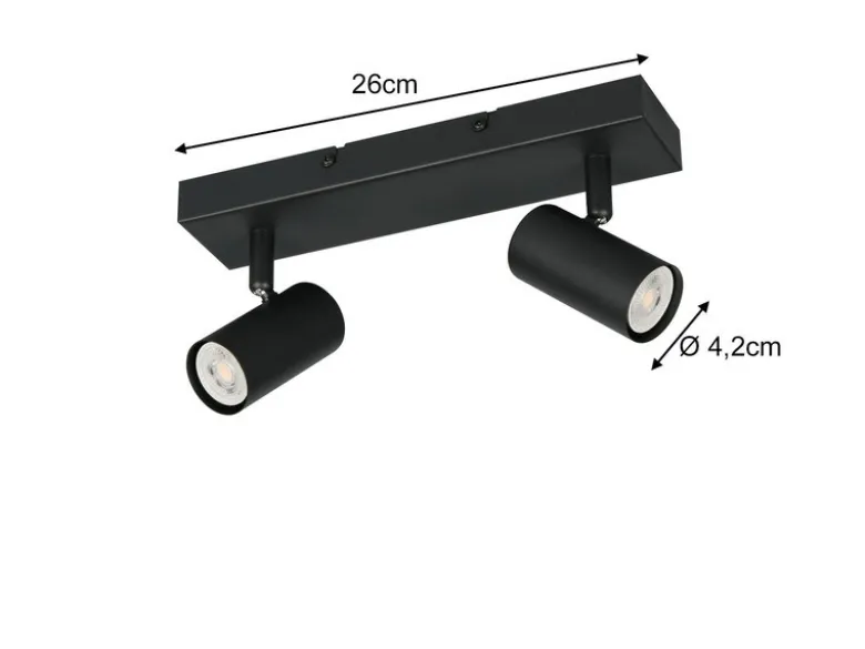 Deckenstrahler TARYN Schwarz 2-flammig, Breite 26cm