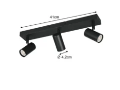 Deckenstrahler TARYN Schwarz 3-flammig, Breite 41cm