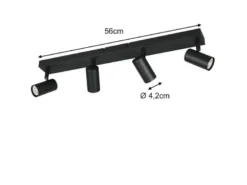 Deckenstrahler TARYN Schwarz 4-flammig, Breite 56cm