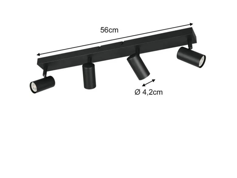 Deckenstrahler TARYN Schwarz 4-flammig, Breite 56cm