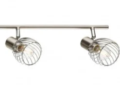 Deckenstrahler TEXAS Silber 4-flammig Gitter Lampenschirme, Breite 80cm