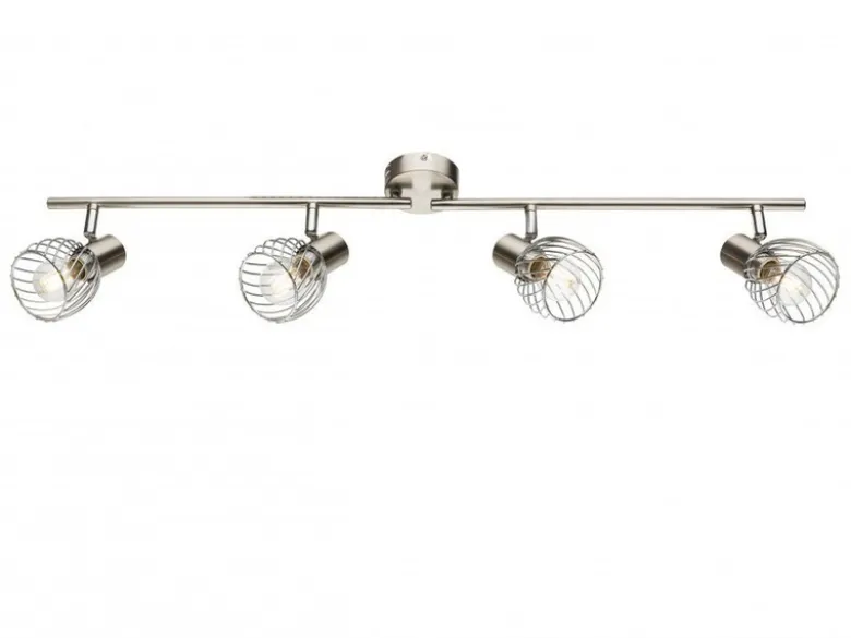 Deckenstrahler TEXAS Silber 4-flammig Gitter Lampenschirme, Breite 80cm