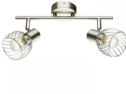 Deckenstrahler TEXAS Silber 2-flammig Gitter Lampenschirme, Breite 30cm
