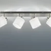 Deckenstrahler TOMMY 4-flammig Silber, Stoffschirme Weiß, Breite 70cm