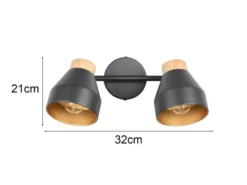 Deckenstrahler VALENTIN 2-flammig aus Metall Schwarz innen Gold, Breite 32cm
