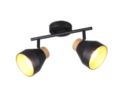 Deckenstrahler VALENTIN 2-flammig aus Metall Schwarz innen Gold, Breite 32cm