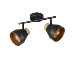 Deckenstrahler VALENTIN 2-flammig aus Metall Schwarz innen Gold, Breite 32cm