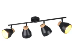 Deckenstrahler VALENTIN 4-flammig aus Metall Schwarz innen Gold, Breite 71cm