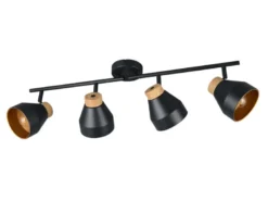 Deckenstrahler VALENTIN 4-flammig aus Metall Schwarz innen Gold, Breite 71cm