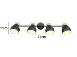 Deckenstrahler VALENTIN 4-flammig aus Metall Schwarz innen Gold, Breite 71cm