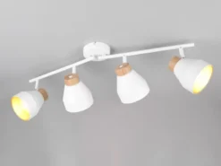 Deckenstrahler VALENTIN 4-flammig aus Metall Weiß innen Gold, Breite 71cm
