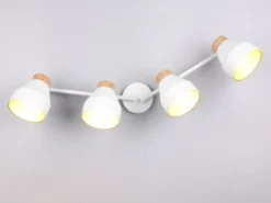 Deckenstrahler VALENTIN 4-flammig aus Metall Weiß innen Gold, Breite 71cm