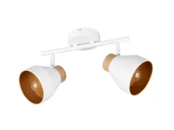 Deckenstrahler VALENTIN 2-flammig aus Metall Weiß innen Gold, Breite 32cm