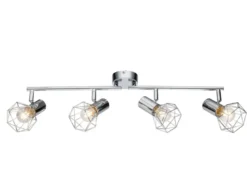 Deckenstrahler XARA 4-flammig, Gitter Silber Chrom Industrial, Breite 60cm