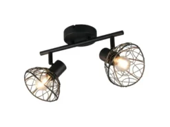 Deckenstrahler YAKO 2-flammig mit Drahtgeflecht Lampenschirmen, B: 39,5cm