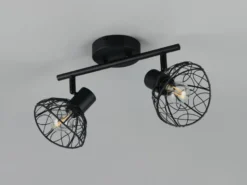 Deckenstrahler YAKO 2-flammig mit Drahtgeflecht Lampenschirmen, B: 39,5cm