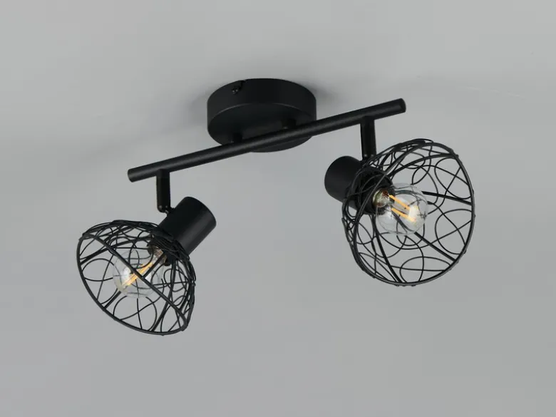 Deckenstrahler YAKO 2-flammig mit Drahtgeflecht Lampenschirmen, B: 39,5cm